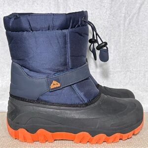 Nortiv 8 Big Kids/Youth Navy Blue Insulated Waterproof Pull On Winter Boots SZ 5